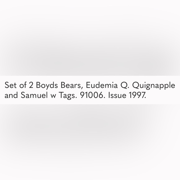 Boyds Bears set of 2 Plaid Teddy Bear Set Eudemia Quignapple & Samuel w tag 1997 - Picture 7 of 7